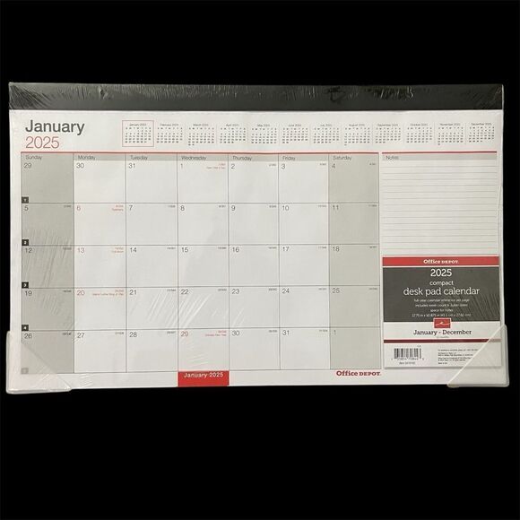 Office Depot 2025 Compact Desk Pad January -December Calendar 17.75” x 10.875” - Picture 3 of 8